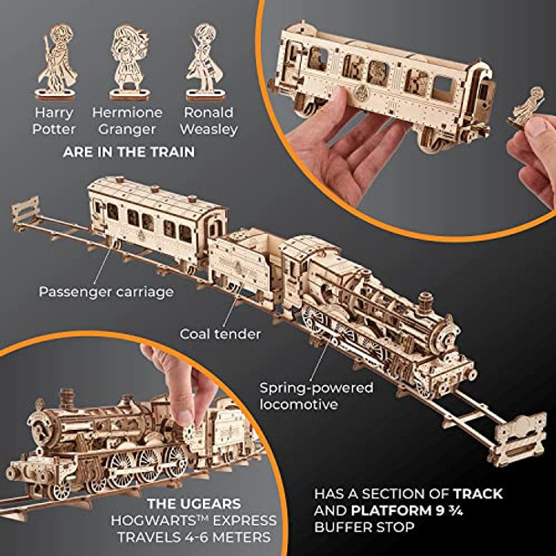 Ugears Bundle Harry Potter - Hogwarts™ Express And Platform 9 ¾™ 3D Puzzle - Wooden Model Kits For Adults To Build - Mechanical Wooden Model Kit - Compatible Hogwarts Express Train - 3D Wooden Puzzle