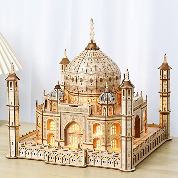Uguter 3D Wooden Puzzle Architecture Building Taj Mahal Model Craft Stem Kit Led Light Diy Home Decoration Mother'S Day Birthday For Adults & Kids (Taj Mahal) Uguter 3D Wooden Puzzle Architecture Building Taj Mahal Model Craft Stem Kit Led Light Diy Home Decoration Mother'S Day Birthday For Adults & Kids (Taj Mahal)