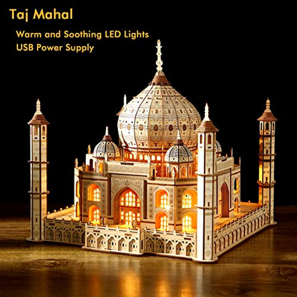 Uguter 3D Wooden Puzzle Architecture Building Taj Mahal Model Craft Stem Kit Led Light Diy Home Decoration Mother'S Day Birthday For Adults & Kids (Taj Mahal) Uguter 3D Wooden Puzzle Architecture Building Taj Mahal Model Craft Stem Kit Led Light Diy Home Decoration Mother'S Day Birthday For Adults & Kids (Taj Mahal)