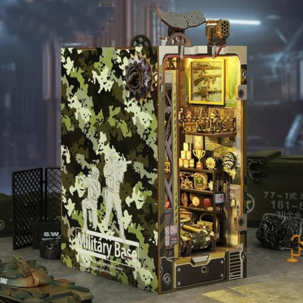 Uniqus Diy Book Nook Kit 3D Wooden Book Stand Military Base Puzzle Diy Dollhouse Wood Bookends Building Model Puzzle Toy With Led Light For Teens And Adults Building Creative S Uniqus Diy Book Nook Kit 3D Wooden Book Stand Military Base Puzzle Diy Dollhouse Wood Bookends Building Model Puzzle Toy With Led Light For Teens And Adults Building Creative S