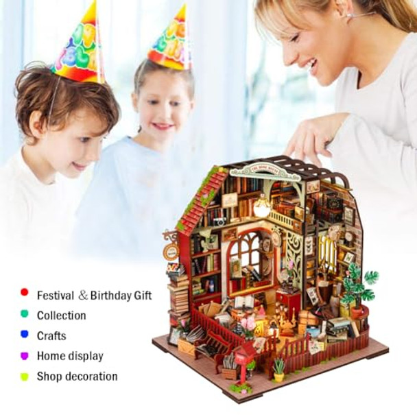 Uniqus Diy Miniature Dollhouse Kit With Led Lights 3D Wooden Assembled Kit Diy Miniature Kit Puzzle Assembly Crafts (Bookhouse) Uniqus Diy Miniature Dollhouse Kit With Led Lights 3D Wooden Assembled Kit Diy Miniature Kit Puzzle Assembly Crafts (Bookhouse)