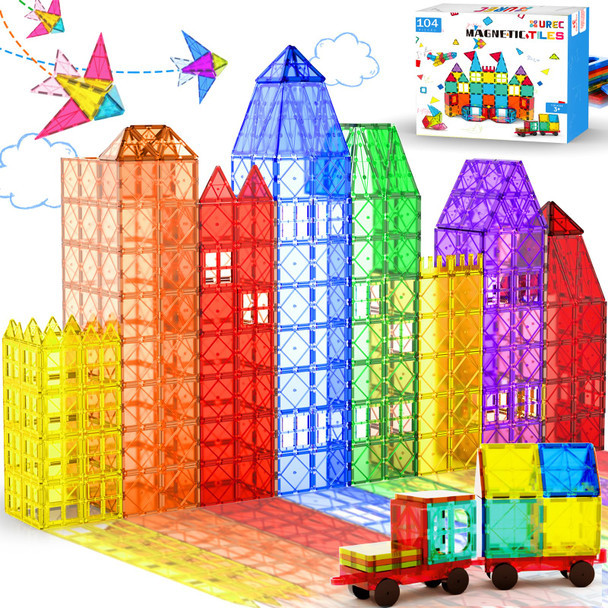Urec Magnetic Tiles, 100Pcs Magnetic Blocks For Kids, 3D Diamond Magnet Tiles Building Blocks For Toddlers, Construction Stem Magnet Toys For 3+ Year Old Boys And Girls Urec Magnetic Tiles, 100Pcs Magnetic Blocks For Kids, 3D Diamond Magnet Tiles Building Blocks For Toddlers, Construction Stem Magnet Toys For 3+ Year Old Boys And Girls
