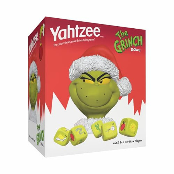 Usaopoly Yahtzee Grinch Dice Game, Collectible Grinch Dice Cup With Green Dice, Christmas Themed Family Board Game, Classic Game With A Festive Dr. Seuss Twist, Officially Licensed Dr. Seuss Game & Merchandise Usaopoly Yahtzee Grinch Dice Game, Collectible Grinch Dice Cup With Green Dice, Christmas Themed Family Board Game, Classic Game With A Festive Dr. Seuss Twist, Officially Licensed Dr. Seuss Game & Merchandise