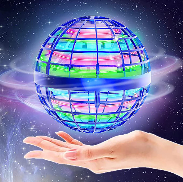 Uyeyuy Flying Ball Toys Globe Shape Mini Drone Flying Orb Ball Rgb Lights Spinner 360° Rotating Hover Ball Cool Toy For Kids Adult Magic Flying Toys Outdoor Indoor（Blue）