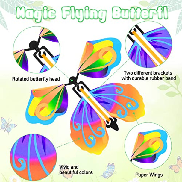 Vinsot 100 Pcs Magical Flying Butterfly Colorful Wind Up Butterfly Rubber Band Powered Greeting Box Surprise , 10 Styles Vinsot 100 Pcs Magical Flying Butterfly Colorful Wind Up Butterfly Rubber Band Powered Greeting Box Surprise , 10 Styles