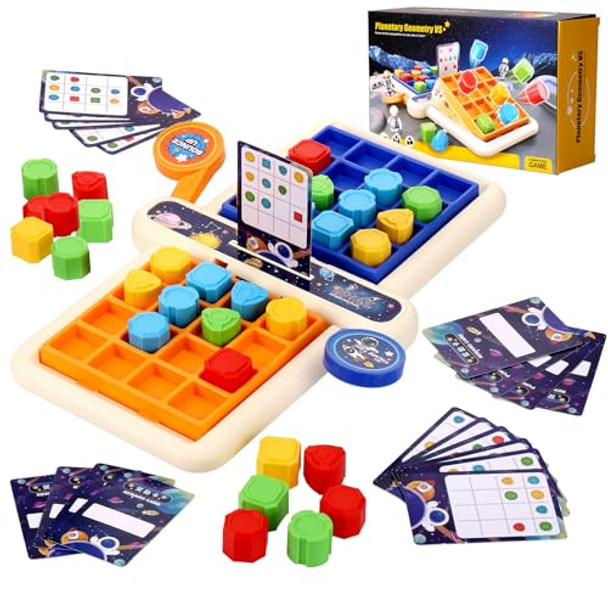 Vodolo Shape Matching Game For Kids 4-6 6-8 8-12,Outer Space Theme Design Pop Up Board Games For 1 2 Player,Classic Strategy Adult Travel Boardgame For Family Night Fun Perfection Games