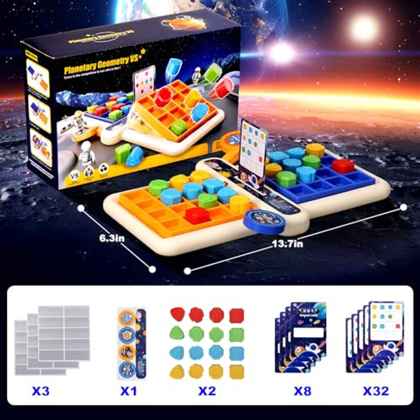 Vodolo Shape Matching Game For Kids 4-6 6-8 8-12,Outer Space Theme Design Pop Up Board Games For 1 2 Player,Classic Strategy Adult Travel Boardgame For Family Night Fun Perfection Games