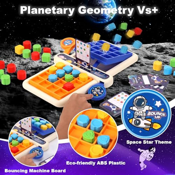 Vodolo Shape Matching Game For Kids 4-6 6-8 8-12,Outer Space Theme Design Pop Up Board Games For 1 2 Player,Classic Strategy Adult Travel Boardgame For Family Night Fun Perfection Games
