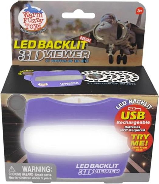 Warm Fuzzy Toys Led Backlit 3D Viewer – (Jets) – Usb-C Rechargeable Slide Viewer For Kids & Adults Includes 3 Reels With 21 Hd 3D Images – Patent-Pending Retro Toy, No Light Source Needed Warm Fuzzy Toys Led Backlit 3D Viewer – (Jets) – Usb-C Rechargeable Slide Viewer For Kids & Adults Includes 3 Reels With 21 Hd 3D Images – Patent-Pending Retro Toy, No Light Source Needed