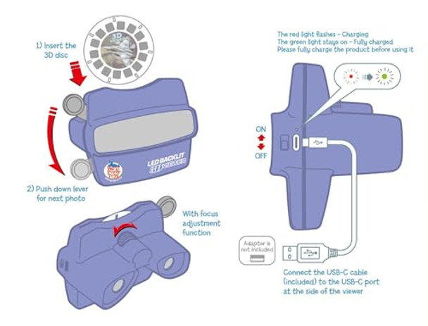 Warm Fuzzy Toys Led Backlit 3D Viewer – (Jets) – Usb-C Rechargeable Slide Viewer For Kids & Adults Includes 3 Reels With 21 Hd 3D Images – Patent-Pending Retro Toy, No Light Source Needed Warm Fuzzy Toys Led Backlit 3D Viewer – (Jets) – Usb-C Rechargeable Slide Viewer For Kids & Adults Includes 3 Reels With 21 Hd 3D Images – Patent-Pending Retro Toy, No Light Source Needed