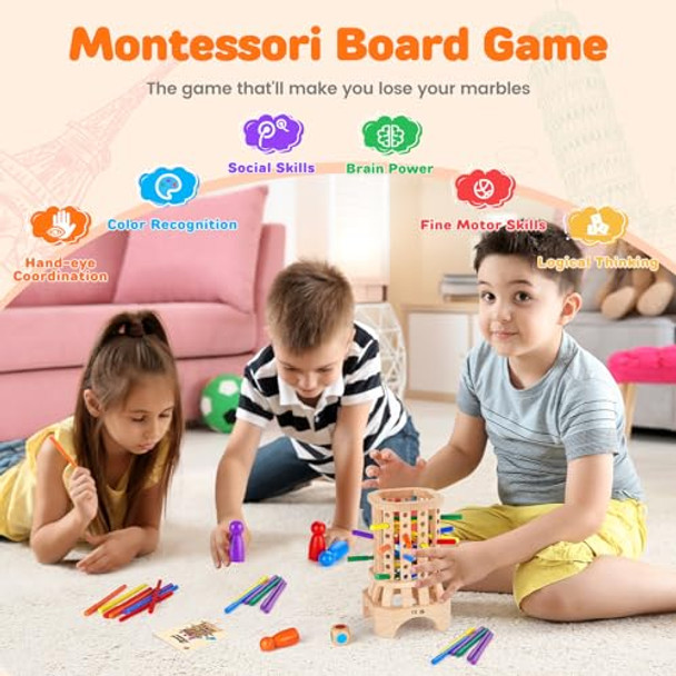 Whimsiplay Montessori Wooden Board Game, Educational Toys For 3 4 5 6 Year Old, Board Games For Kids With Colorful Sticks, Math Game Fine Motor Skills Toys, Family Travel Games For Kids And Adults S For 3+ Whimsiplay Montessori Wooden Board Game, Educational Toys For 3 4 5 6 Year Old, Board Games For Kids With Colorful Sticks, Math Game Fine Motor Skills Toys, Family Travel Games For Kids And Adults S For 3+