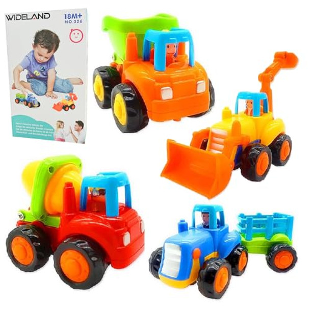 Wideland Friction Powered Cars, Push And Go Toy Trucks Construction Vehicles Toys Set For 1 2 3 Year Old Baby Toddlers Beach Dump Truck, Cement Mixer, Bulldozer, Tractor, Early Educational Toys, A Set Of 4 Wideland Friction Powered Cars, Push And Go Toy Trucks Construction Vehicles Toys Set For 1 2 3 Year Old Baby Toddlers Beach Dump Truck, Cement Mixer, Bulldozer, Tractor, Early Educational Toys, A Set Of 4