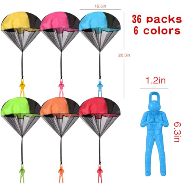 Wizzosivoor 36Pcs Parachute Toy, No Tangle Throwing Men, Hand Throw Army Man, 6 Colors - Party S, No Battery Or Assembly Required Wizzosivoor 36Pcs Parachute Toy, No Tangle Throwing Men, Hand Throw Army Man, 6 Colors - Party S, No Battery Or Assembly Required
