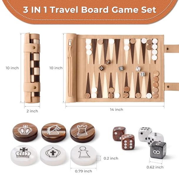 Woodronic 3 In 1 Chess Checkers Backgammon Set, Roll-Up Travel Chess Board Game, Microfiber Leather Checkers Game Set For Adult, Portable Travel Backgammon Game Set With 32 Wooden Pieces And 5 Dices Woodronic 3 In 1 Chess Checkers Backgammon Set, Roll-Up Travel Chess Board Game, Microfiber Leather Checkers Game Set For Adult, Portable Travel Backgammon Game Set With 32 Wooden Pieces And 5 Dices