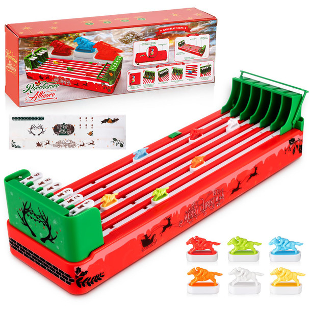 Wovnet 2 Set Horse Racing Game Electronic Horse Race Board Game With 6-Horse Portable Christmas Tabletop Toys For Party Family Adults Entertainment, Favor