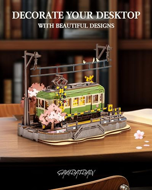 Wowood 3D Wooden Puzzles For Adults-Sakura Journey Tram, Model Car Kits Building Set For Adults, Diy Hobby Craft Kits Creative Stem Toy For Girls Boys (223Pcs)