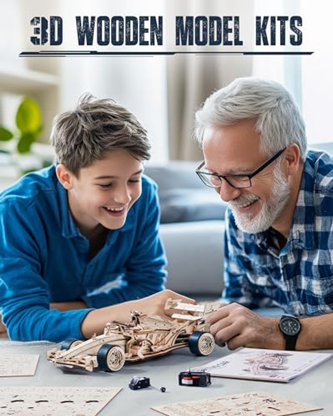 Wowood 3D Wooden Puzzle For Adults, 3D Wooden Racing Car, Model Car Kits For Teen To Build, Unique For Kids On Birthday/Christmas Day（Lk505）