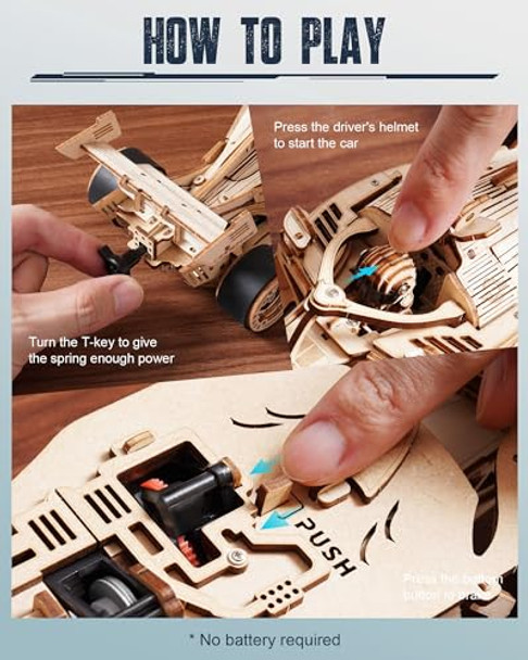 Wowood 3D Wooden Puzzle For Adults, 3D Wooden Racing Car, Model Car Kits For Teen To Build, Unique For Kids On Birthday/Christmas Day（Lk505）