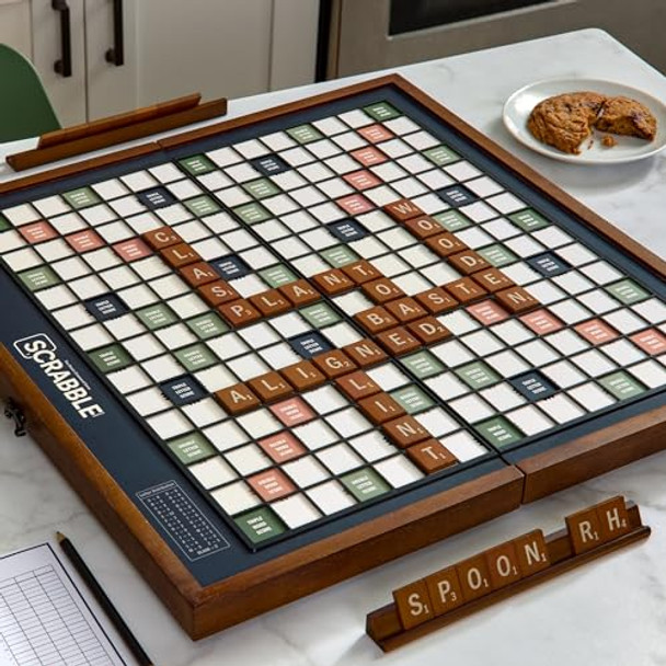 Ws Game Company Scrabble Grand Folding Edition – Oversized Rotating Game Board With Wood Frame, Raised Grid, Wooden Tiles, And Storage – Ideal For Family Game Night Ws Game Company Scrabble Grand Folding Edition – Oversized Rotating Game Board With Wood Frame, Raised Grid, Wooden Tiles, And Storage – Ideal For Family Game Night