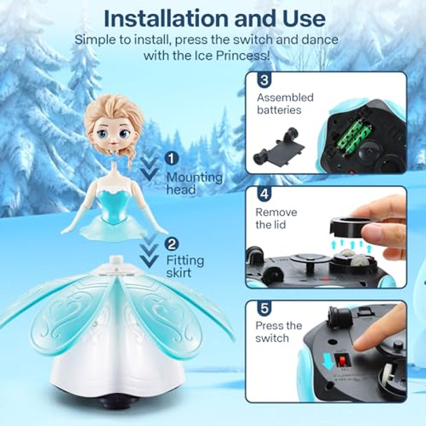 Xxmanx Girl Toys Age 4-5,Birthday S For 1 2 3 4 Year Old Girls,Dancing Princess Interactive Spin Robot Toys For Girls With Colorful Flashing Lights & Music,Christmas Festival S For Toddler