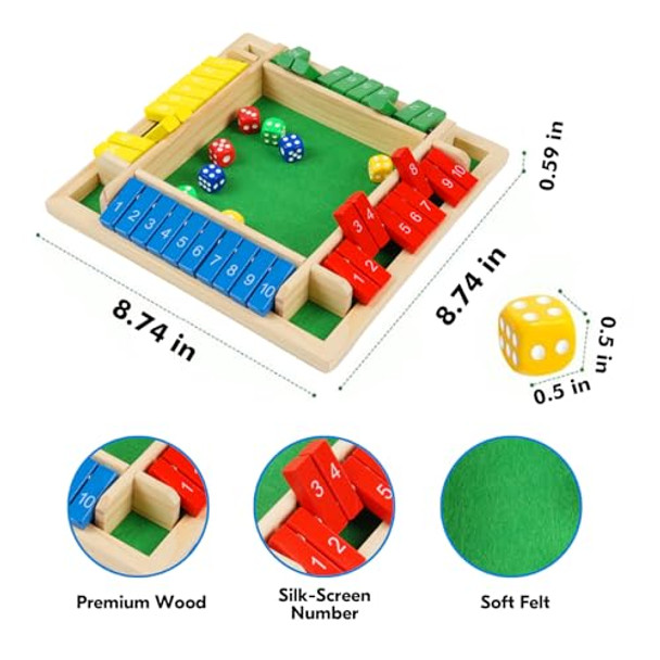 Yunchy 2 Pack Shut The Box Game, 2-4 Play Wooden Dice Math Games For Adults And Kids, Shut The Box Board With 8 Dices For Classroom, Home, Party, Pub Yunchy 2 Pack Shut The Box Game, 2-4 Play Wooden Dice Math Games For Adults And Kids, Shut The Box Board With 8 Dices For Classroom, Home, Party, Pub