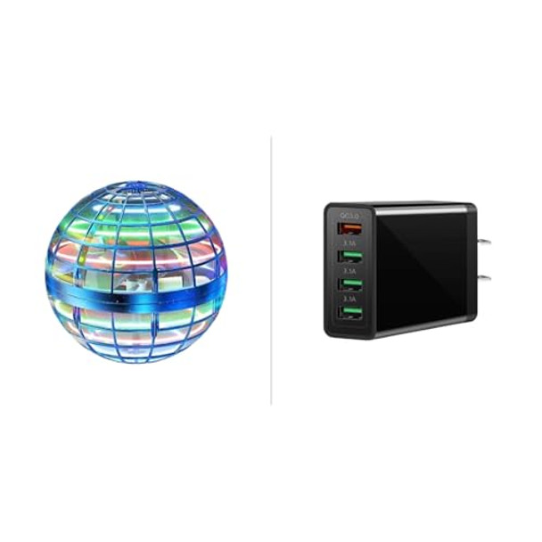 Ze2Trim Galaxy Ball Toy Flying Orb Ball Space Ball Motorized Flying Spinner Drones For Kids Led Light Up Ball Hand Gesture Control Glow Ulti Charger 4 Ports With Quick Charger Ulti Charge Fast Chargin