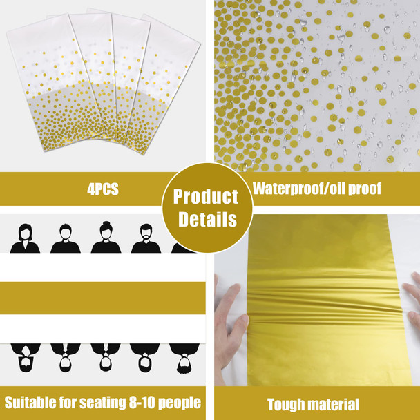 OHOME 4 Pack Disposable Plastic Table Cloths for Parties,White and Gold Rectangle Table Covers for Fall Decor Wedding Bridal Shower Birthday  Baptism Friendsgiving Thanksgiving Decorations 54" x 108" OHOME 4 Pack Disposable Plastic Table Cloths for Parties,White and Gold Rectangle Table Covers for Fall Decor Wedding Bridal Shower Birthday  Baptism Friendsgiving Thanksgiving Decorations 54" x 108"