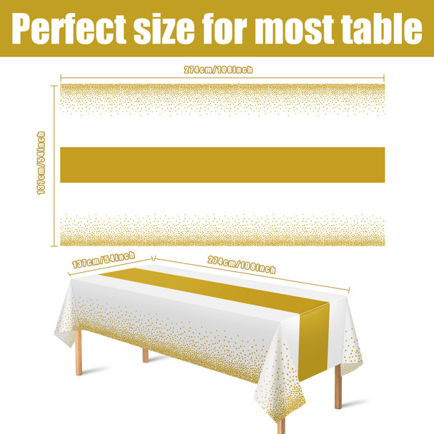 OHOME 4 Pack Disposable Plastic Table Cloths for Parties,White and Gold Rectangle Table Covers for Fall Decor Wedding Bridal Shower Birthday  Baptism Friendsgiving Thanksgiving Decorations 54" x 108" OHOME 4 Pack Disposable Plastic Table Cloths for Parties,White and Gold Rectangle Table Covers for Fall Decor Wedding Bridal Shower Birthday  Baptism Friendsgiving Thanksgiving Decorations 54" x 108"