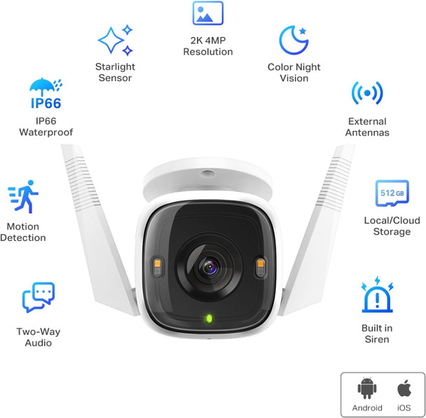 TP-Link Tapo 2K QHD Security Camera Outdoor Wired, Starlight Sensor for Color Night Vision, Free AI Detection, Works with Alexa & Google Home, Built-in Siren, Cloud/SD Card Storage (Tapo C320WS) TP-Link Tapo 2K QHD Security Camera Outdoor Wired, Starlight Sensor for Color Night Vision, Free AI Detection, Works with Alexa & Google Home, Built-in Siren, Cloud/SD Card Storage (Tapo C320WS)