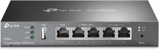 TP-Link ER605 V2 Wired Gigabit VPN Router | Up to 3 WAN Ethernet Ports + 1 USB WAN | SPI Firewall SMB Router | Omada SDN Integrated | Load Balance | Lightning Protection TP-Link ER605 V2 Wired Gigabit VPN Router | Up to 3 WAN Ethernet Ports + 1 USB WAN | SPI Firewall SMB Router | Omada SDN Integrated | Load Balance | Lightning Protection