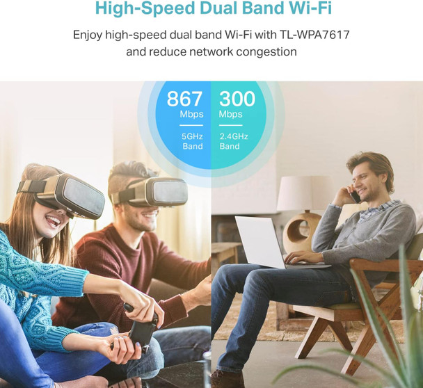 TP-Link Powerline Wi-Fi Extender (TL-WPA7617) - AV1000 Powerline Ethernet Adapter with AC1200 Dual Band Wi-Fi, Gigabit Port, Passthrough, OneMesh, Ethernet Over Power, Plug & Play, Add-on Unit TP-Link Powerline Wi-Fi Extender (TL-WPA7617) - AV1000 Powerline Ethernet Adapter with AC1200 Dual Band Wi-Fi, Gigabit Port, Passthrough, OneMesh, Ethernet Over Power, Plug & Play, Add-on Unit