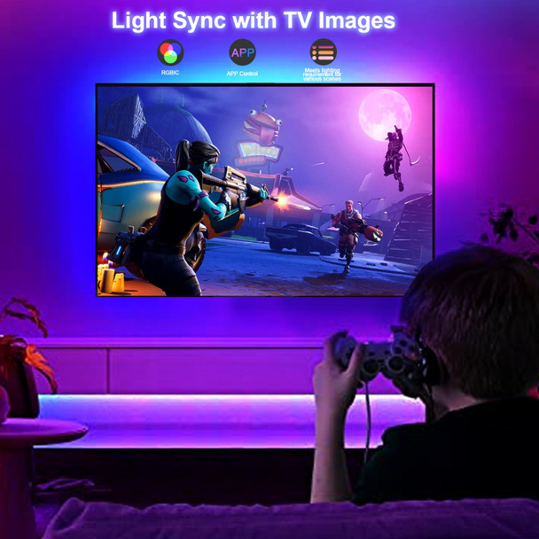 Bdffly Smart Tv Led Backlight Kit With Hdmi 4K30Hz Sync Box16.4Ft Tv Led Lights For 55-75 Inch Rgb Led Strip Lights Sync Color Changing Led Lights That Sync With Tv Pc Game，App Control