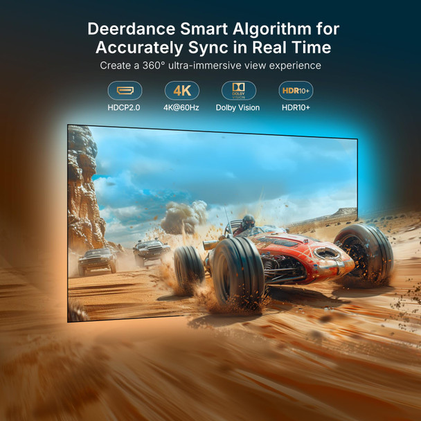 Deerdance Smart Tv Led Backlight With Hdmi2.0 4K60Hz Sync Led Strip Lights & App Controlled Color Changing For 55-65 Inch Tvs.
