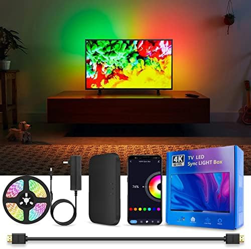 Dohome Led Tv Backlight With Hdmi Sync Box For 75-85 Inch Tvs 16.4Ft Rgbic Wifi Led Light Strip App Control With Sound And Scene Sync Compatible With Alexa And Google Assistant For Games And Movies