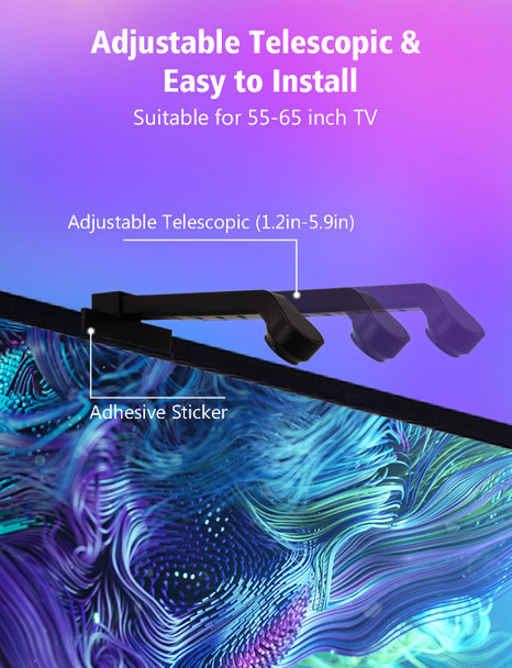 Echosari Tv Backlight Sync To Screen Tv Lights That Change With Tv For 55-65 Inch Screen 14.7Ft Smart App Control With Hd Camera Game & Music Sync