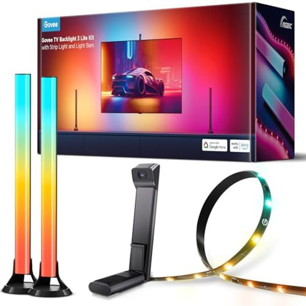 Govee Tv Backlight 3 Lite Kit 11.8Ft Rgbicw Wi-Fi Tv Led Strip Lights For 55-65In Tvs With Camera And 15 Inches Smart Light Bars With 4-In-1 Light Beads - Works With Alexa & Google Home Govee Tv Backlight 3 Lite Kit 11.8Ft Rgbicw Wi-Fi Tv Led Strip Lights For 55-65In Tvs With Camera And 15 Inches Smart Light Bars With 4-In-1 Light Beads - Works With Alexa & Google Home