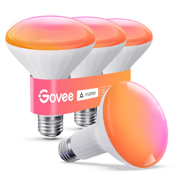 Govee Br30 Smart Light Bulbs Works With Matter Alexa And Google Assistant Led Light Bulb Wifi Rgbww Color Changing Flood Light Bulbs Recessed Can Light Bulb 2.4Ghz Only 850 Lumen 4 Pack Govee Br30 Smart Light Bulbs Works With Matter Alexa And Google Assistant Led Light Bulb Wifi Rgbww Color Changing Flood Light Bulbs Recessed Can Light Bulb 2.4Ghz Only 850 Lumen 4 Pack
