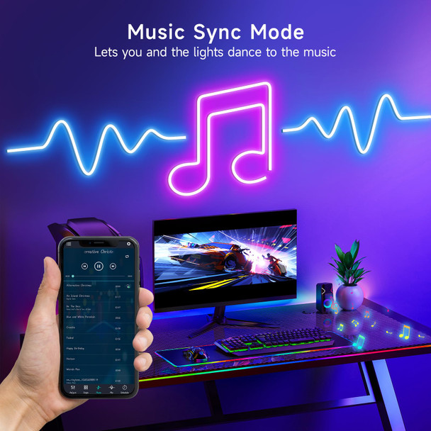 Kantutoe Led Neon Rope Lights 16.4Ft Rgb Led Light Strip 24V Music Sync App/Remote Control Diy Rope Light Ip67 Waterproof Gaming Neon Strip Lights For Bedroom Indoor Oudoor Décor Kantutoe Led Neon Rope Lights 16.4Ft Rgb Led Light Strip 24V Music Sync App/Remote Control Diy Rope Light Ip67 Waterproof Gaming Neon Strip Lights For Bedroom Indoor Oudoor Décor