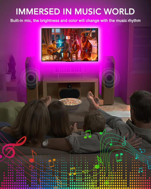 Maticod Led Lights For Tv 13.1Ft Tv Led Backlight For 32-43 Inch Bluetooth App Remote Control Music Sync Light Strip Lights For Bedroom Maticod Led Lights For Tv 13.1Ft Tv Led Backlight For 32-43 Inch Bluetooth App Remote Control Music Sync Light Strip Lights For Bedroom