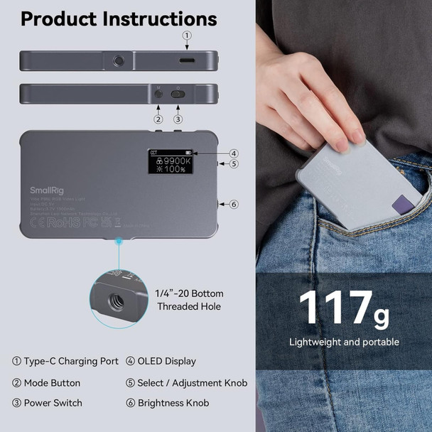 Simorr P96L Rgb Video Light By Smallrig Portable Metal Led Camera Light 2500-8000K 21 Effects Cri 96+ Oled Display Photo And Video Lighting Long Battery Life Fits Phone And Camera Simorr P96L Rgb Video Light By Smallrig Portable Metal Led Camera Light 2500-8000K 21 Effects Cri 96+ Oled Display Photo And Video Lighting Long Battery Life Fits Phone And Camera