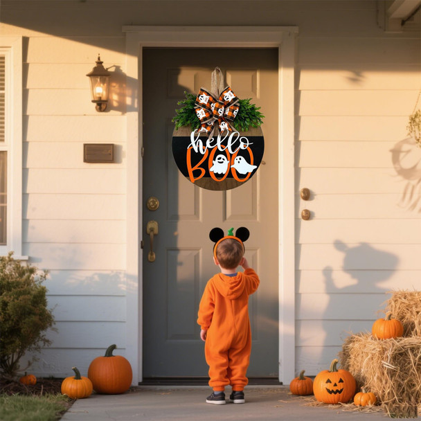 Halloween Door Hanger Sign Decorations, Cute Ghost Welcome Wood Wreaths Decor for Front Door Farmhouse Porch Wall Decor Outdoor (Halloween Ghost) Halloween Door Hanger Sign Decorations, Cute Ghost Welcome Wood Wreaths Decor for Front Door Farmhouse Porch Wall Decor Outdoor (Halloween Ghost)