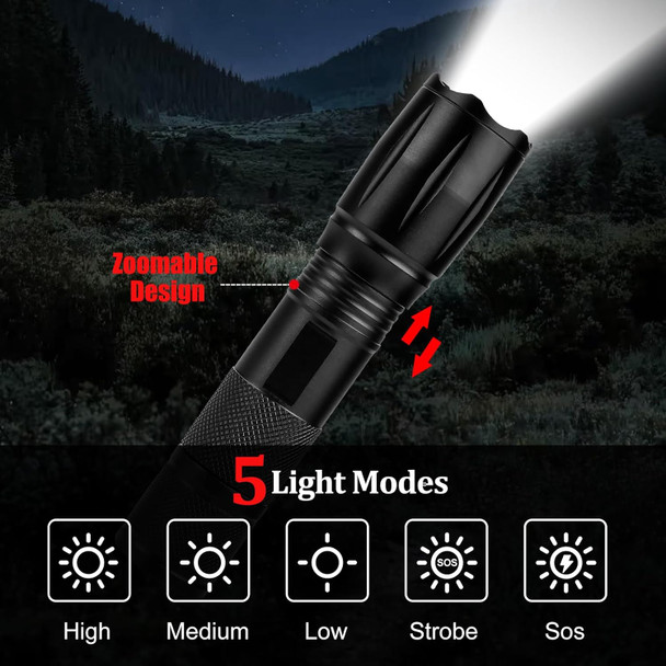 Stocking Stuffers for Men Adults - Christmas Gifts for Men Dad Boyfriend 2Pcs Zoomable LED Flashlights Bright Tactical Torch High Lumens w/5 Modes Outdoor Fishing Hiking Hunting Camping Essentials Stocking Stuffers for Men Adults - Christmas Gifts for Men Dad Boyfriend 2Pcs Zoomable LED Flashlights Bright Tactical Torch High Lumens w/5 Modes Outdoor Fishing Hiking Hunting Camping Essentials