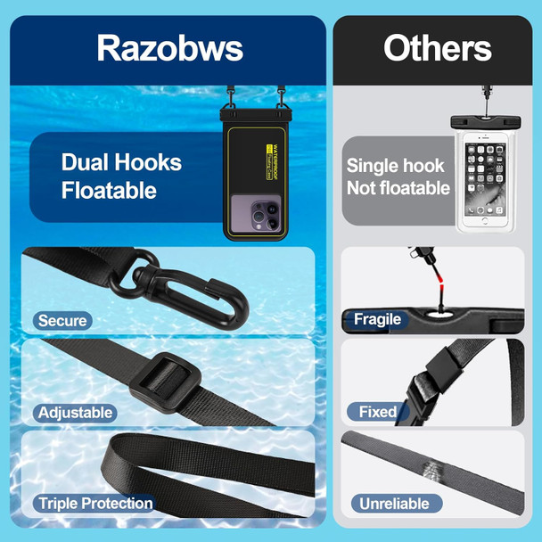 Waterproof Phone Pouch Floating, IP68 Waterproof Phone Case for iPhone 16 Pro 15 14 13 12 11 Pro Max Samsung Google, Dry Bag with Adjustable Lanyard, Up to 6.7'' Black Waterproof Phone Pouch Floating, IP68 Waterproof Phone Case for iPhone 16 Pro 15 14 13 12 11 Pro Max Samsung Google, Dry Bag with Adjustable Lanyard, Up to 6.7'' Black