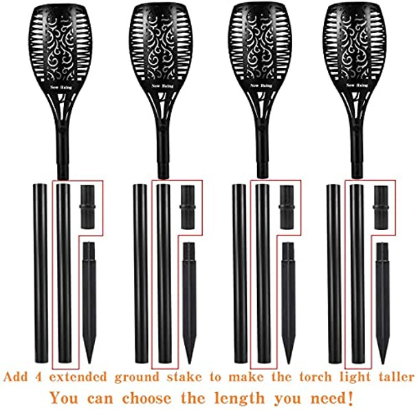 Huing 4Pcs Solar Torch Lights Outdoor 43 Inch 96 Led Waterproof Landscape Garden Pathway Light With Vivid Dancing Flickering Flames With Auto On/Off Dusk To Dawn For Christmas Lights Decoration