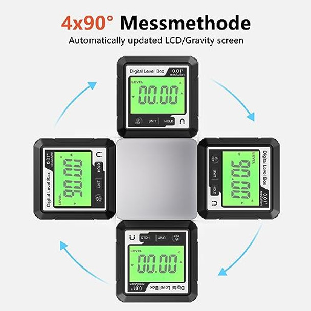 Abizarch Digital Level Angle Gauge Meter Magnetic Electronic Level Angle Finder Tool Protractor Inclinometer Woodworking Tools With Magnet For Construction Woodworking And Machinery(Black+White) (Black)