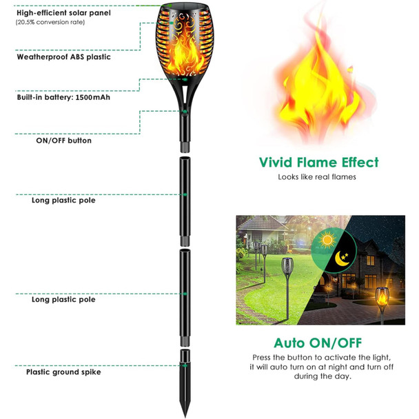 Aigleya Solar Lights Outdoor 99 Led Higher & Larger Flickering Flame Solar Torch Lights 43" Waterproof Outdoor Lighting Solar Powered Pathway Lights Christmas Decorations For Garden Patio Yard 4Pack