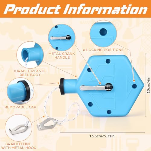 Amazingspark 2 Pcs Chalk Line Tool 100 Ft Portable Chalk Line Reel Box With Pp Case For Building Construction Wood Working Decoration Brick Layer Drawing Straight (Orange)