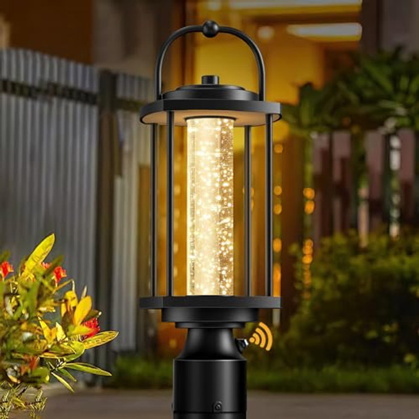 Apopip Dusk To Dawn Outdoor Post Lights Led Waterproof Lamp Post Light Fixture With Crystal Glass Aluminum Lamp Posts Outdoor Lighting Pole Lantern For Outside Yard Patio Pathway Garden Hard Wired
