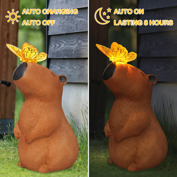 Attivolife Garden Solar Outdoor Statues Capybara Light Outside & 7 Color Change Lamp Patio Easter Ornament For Lawn Balcony Porch Yard Art Decor For Mom Grandma