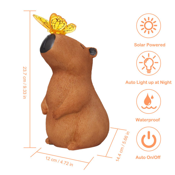 Attivolife Garden Solar Outdoor Statues Capybara Light Outside & 7 Color Change Lamp Patio Easter Ornament For Lawn Balcony Porch Yard Art Decor For Mom Grandma